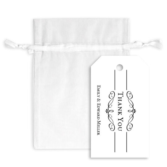 Elegant Scroll Hanging Gift Tags with Organza Bags